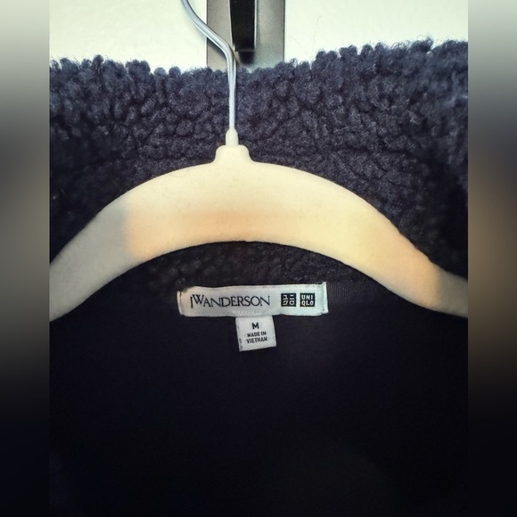 JW Anderson X Uniqlo Mens Fleece Jacket Blue Orange Zip Up Utility Medium EUC - Picture 3 of 4